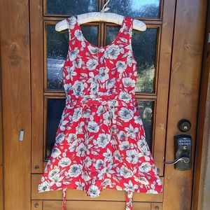Red floral print dress